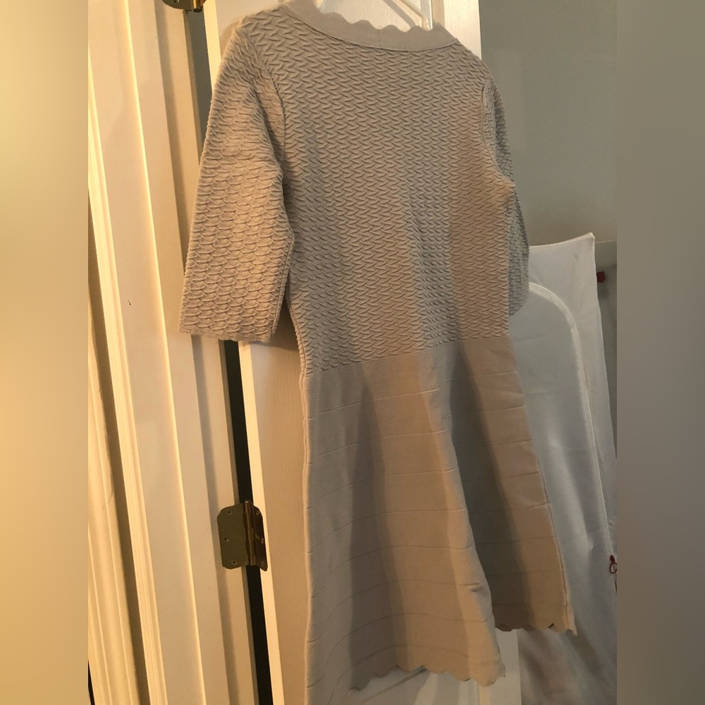 Emporio Armani Textured Gray Long Sleeve Dress
